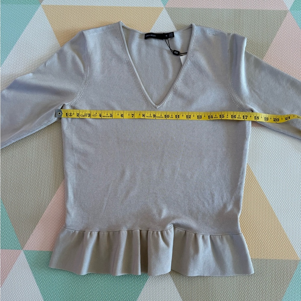 Karen Millen Taupe V-Neck Sweater Size M NWT - Picture 6 of 9